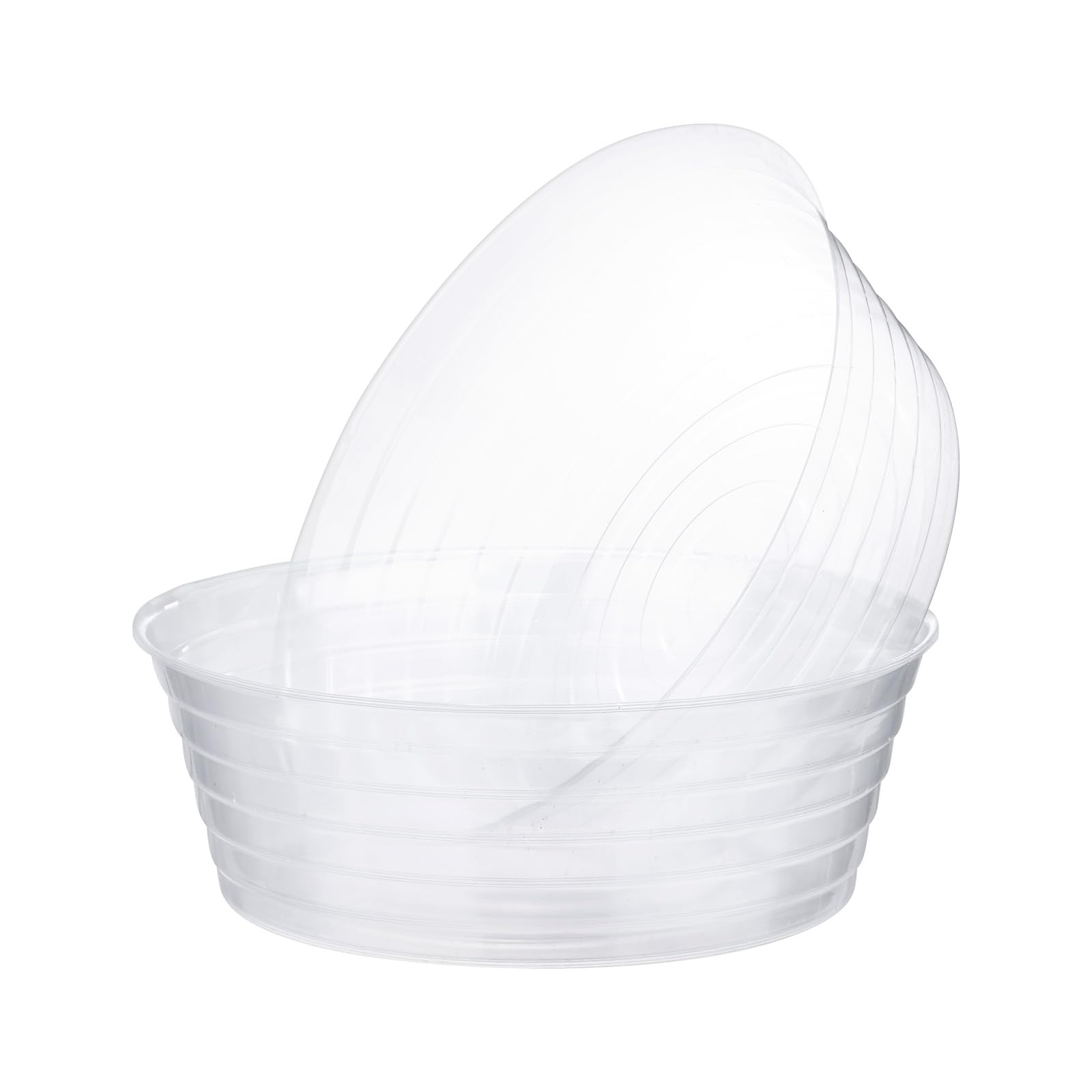 M METERXITY 5-Pack Plastic Plant Saucer, 13.4 Inch Clear Thin Plant Saucer Drip Tray for Indoor/Outdoor, Planter Liners Nursery Pots