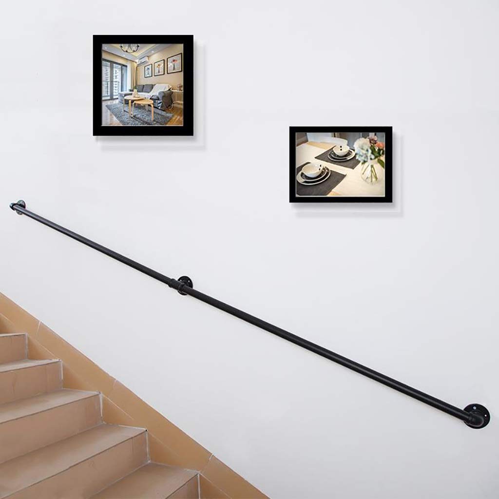 KHLMSRXJ Stair banister handrail Handrail For Stairs(1ft-20ft), Industrial Wrought Iron Black Pipe Stair Handrail Safety Fence, Easy Install For Indoor And Outdoor Stairs Porch Deck Hand Ra