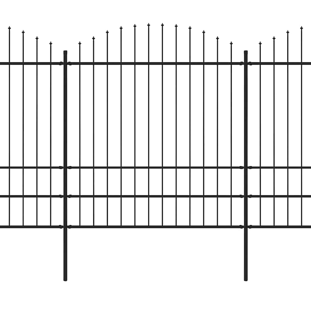 Ogrodzenie ogrodowe z grotem włóczni, stalowe, 1070 x 200 cm, czarne, wytrzymały panel ogrodowy, bezpieczne obramowanie działki, trwały metal