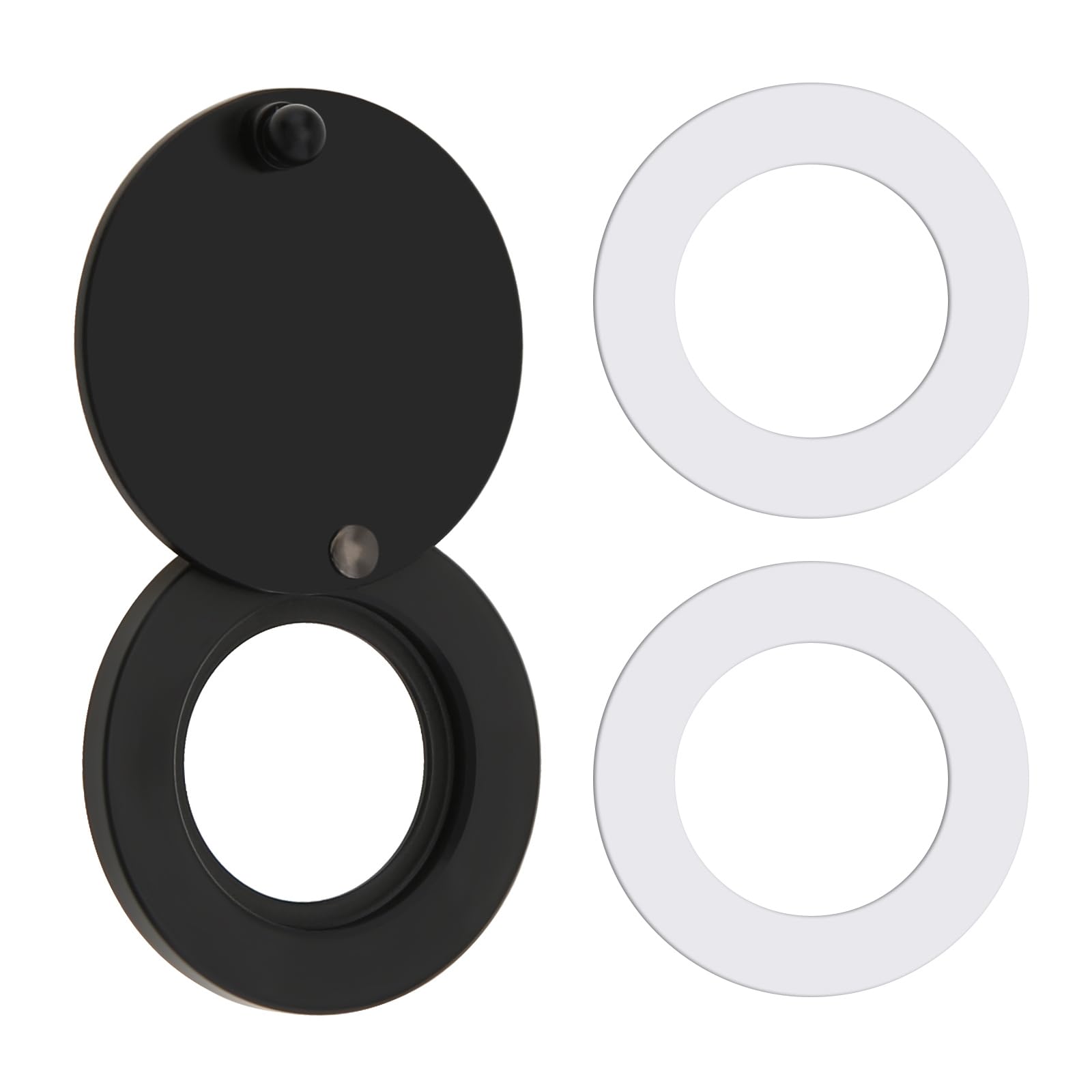 HOJLKLD Peephole Cover, Solid Brass Security Spy Hole Cover with Double-Sided Self-Adhesive Tape for 16 mm Diameter Door Viewer (1, Black)