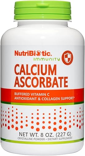 NutriBiotic - Polvo de vitamina C de ascorbato de calcio, 8 onzas | Suplemento antioxidante esencial y colágeno tamponado con calcio | No ácido y