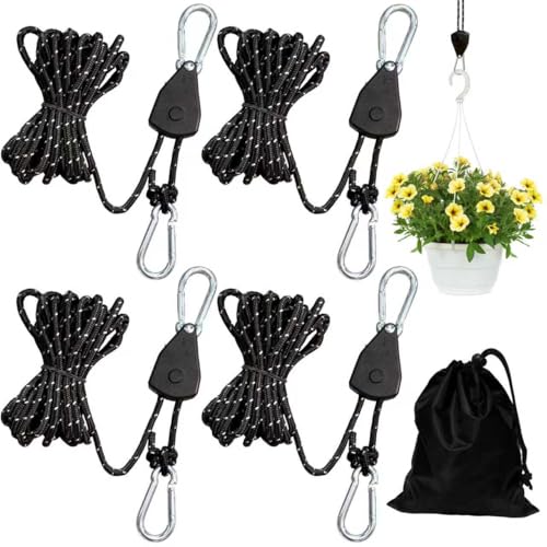 TZEKING 4 peças 4 m catraca de cordas, cordas refletoras, gancho para corda de arraca ajustável corda de arraca ajustável com gancho, para tendas de campanha, toldo