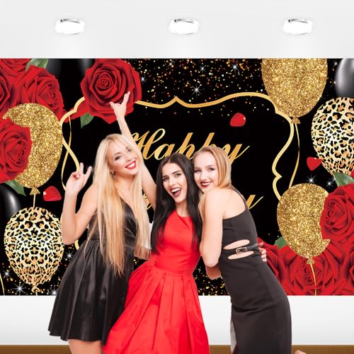 Fondo para cumpleaños rojo 8x6 pies para mujeres miniatura 4