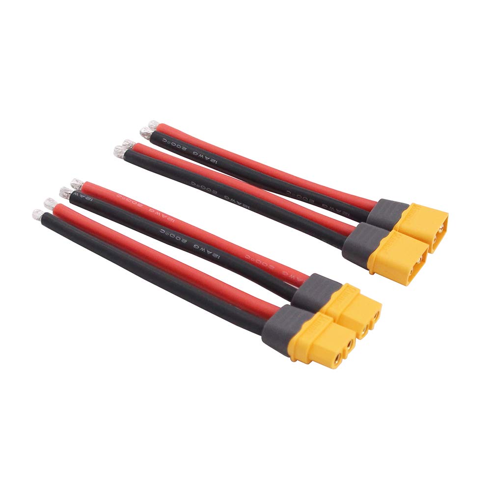 OliYin 2 Pairs Amass XT60 12awg 3.93in Silicone RC Vehicle Cable (Pack of 4)