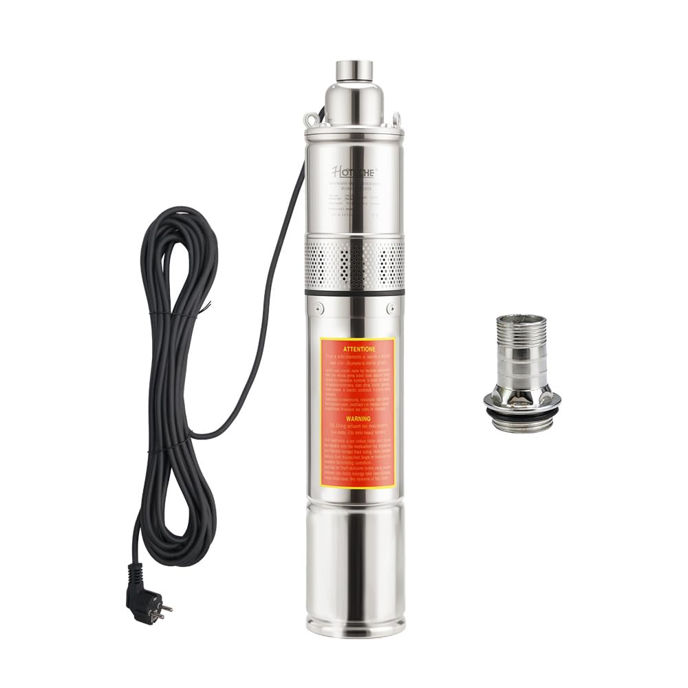 Hoteche 4'' Schraubenpumpe, 370W 1800L/H 72M Hub, Edelstahl