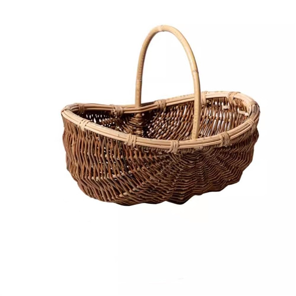 Picnic Basket Fruit Carry Kitchen Sundries Woven Storage Basket for Picnic Camping Outdoor(S)