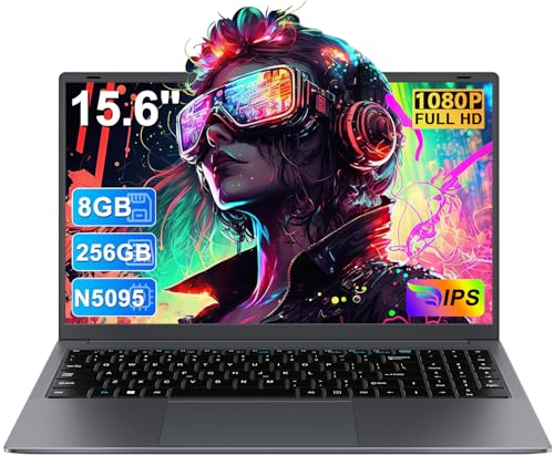 Ordenador Portátil 15,6 Pulgadas Celeron N5095 2,9 GHz Win11 8GB 256GB SSD Expansión 1TB DDR4 5G WiFi 1920x1080 FHD BT4.2 HDMl USB 3.0 Portatil con Ratón Inalámbrico y Teclado Español Membrana - Gris
