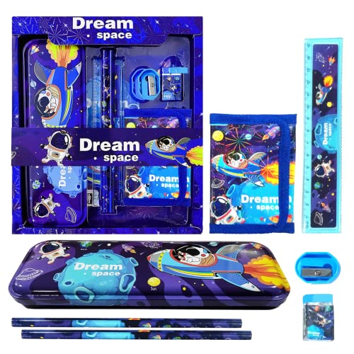 AMB Space Stationary Kit for Boys - 7 Pcs Blue Stationary Items for Boys Pencil BoxWalletEraser and Sharpener Return Gift for BoysSpace School Kit for Boys Stationary Set Return Gifts (B0BRWJDMDB) Amazon Price History, Amazon Price Tracker