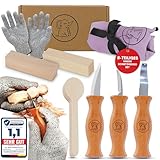 Eli® Schnitzmesser Kinder Set ab 6 Jahre - hochwertiges Kindermesser Schnitzset inkl. schnittfeste Handschuhe - Kinderschnitzmesser - Schnitzwerkzeug - Outdoor Messer