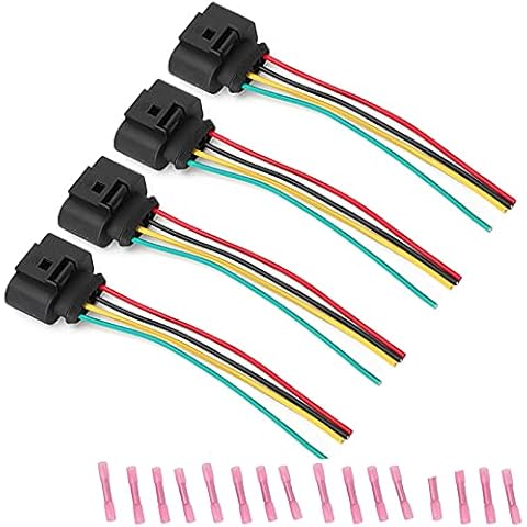 4 Pack Ignition Coil Connector Plug Harness Compatible with Volkswagen Audi 1.8T, 2.0T, 2.5L, 3.2L, 4.2L Vehicles VW Ignition Coil Harness Connector Pigtails Cover