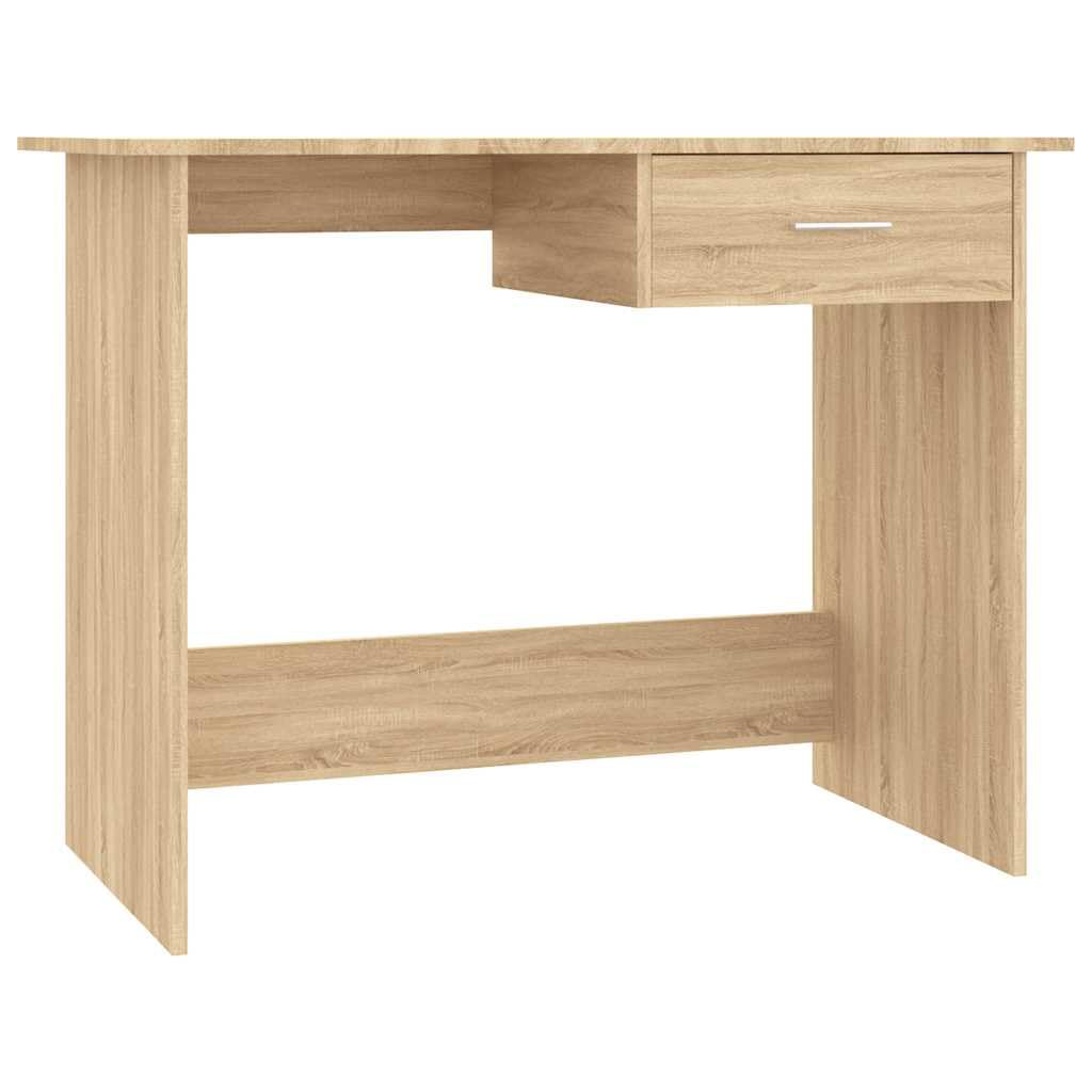 Scrivania in rovere Sonoma, 100 x 50 x 76 cm, con cassetto, scrivania per computer con vano portaoggetti, tavolo da ufficio, scrivania da gaming, tavolo da studio, piano da scrivania
