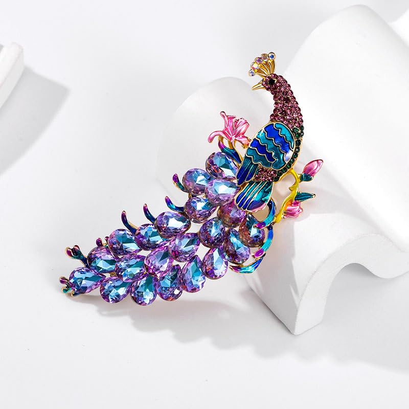 Image of Rhinestone Peacock Animal Brooch Pins for Women Bird Fashion Brooch Costume Accessories Suit Sweaters Dresses Jackets Wedding Christmas Birthday Holiday Thanksgiving Jewelry Gifts