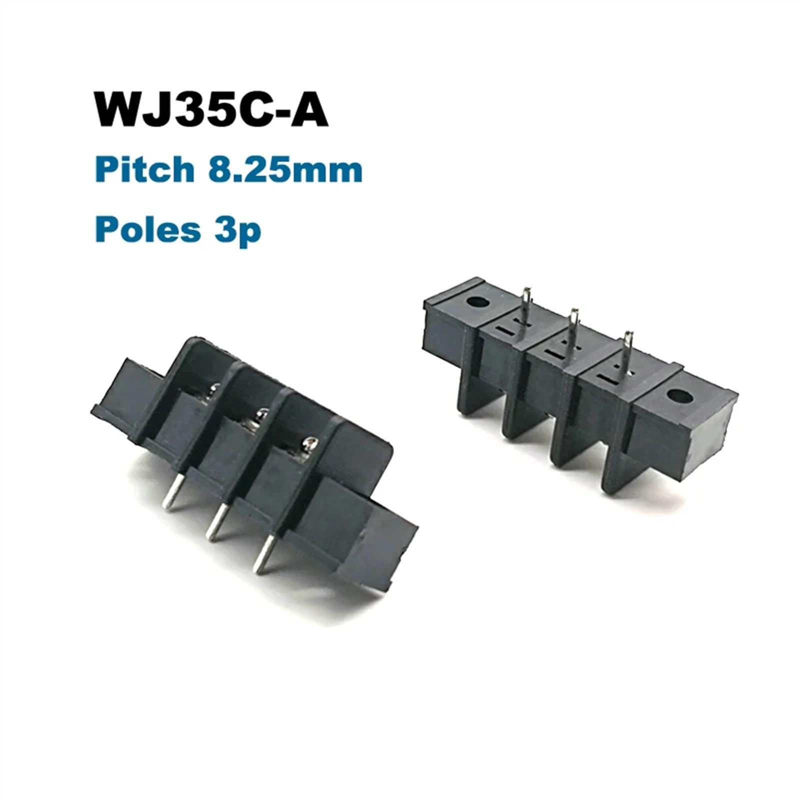 20 piezas bloque de terminales PCB paso 8,25mm Bornier 35C-A recto 2/3/4/5P Morsettiera agujeros de tornillo conector de Cable 20A 12AWG(3P (35C-A))