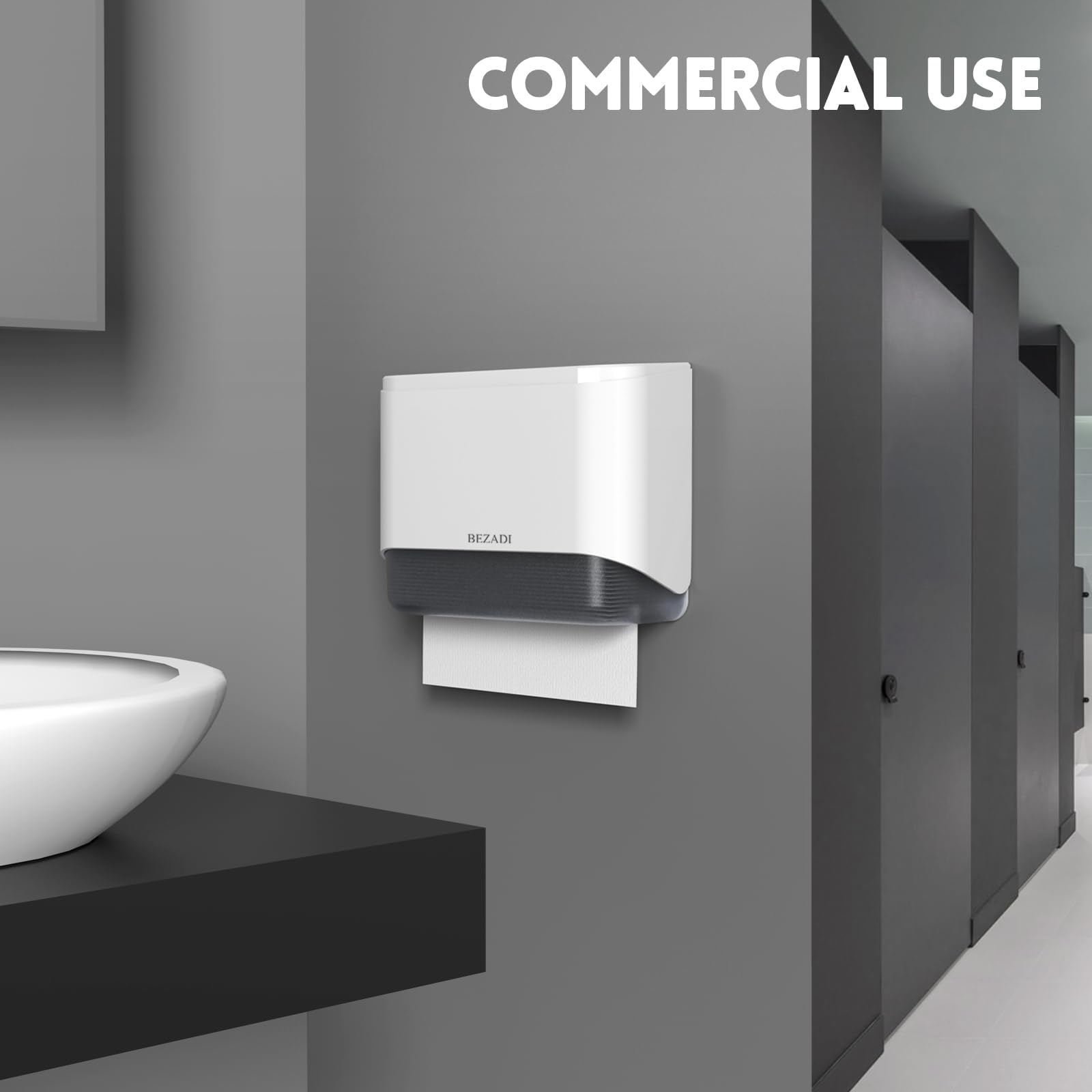 Dispensador de toallas de papel multipliegue, montaje en pared, dispensadores comerciales de servilletas con cerradura, 200 hojas, 6012 blanco