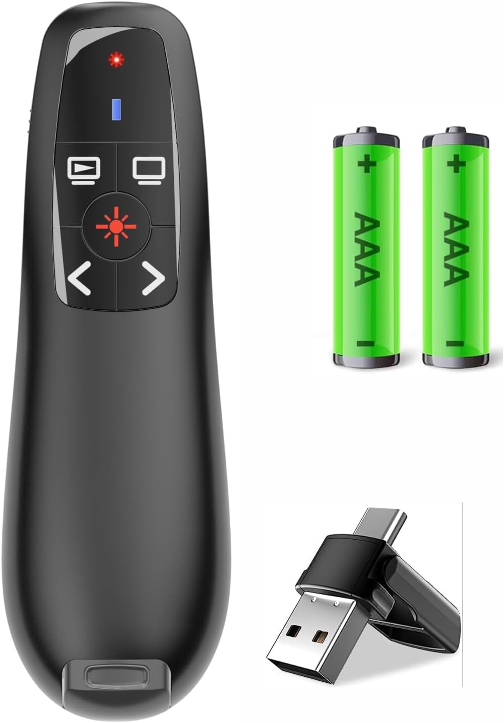 rts 2-in-1 Type C USB Wireless Laser Pointer Presenter for Presentation PPT Slide Changer Remote Clicker with Volume Control PowerPoint Clicker with for Google Slide Mac MacBook Laptop PC Computer-image-49