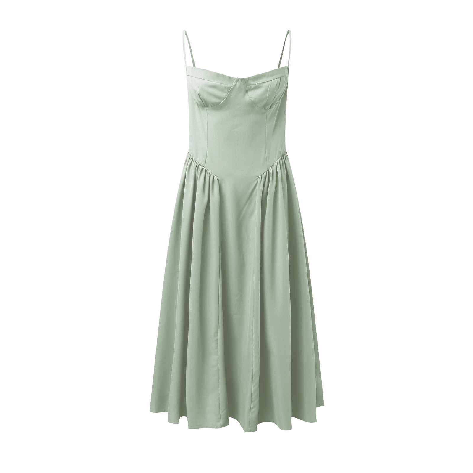 Vestido largo de verano sin mangas de las mujeres sin espalda espalda una línea vestido de vendaje