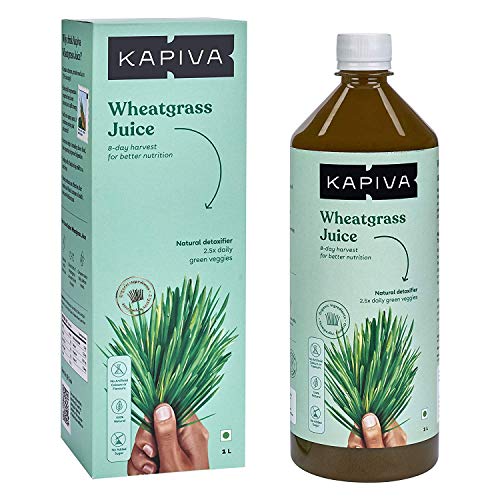 RRG Kapiva Wheatgrass Juice 1L | Ayurvedic Juice for Detoxification | High Chlorophyll, 8th Day harvested Wheatgrass | No Added Sugar