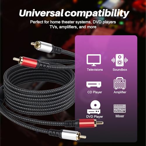 Cable de audio estéreo 2RCA macho a 2RCA macho Soshine 4.6 m trenzado para proyector 5