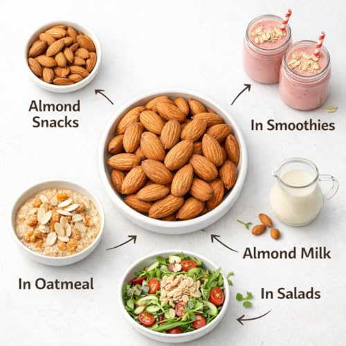 Image of Avogro Natural Premium Californian Almonds | Real Nuts Badam Giri| High in Fiber | Rich in Protein | Magnesium, Phosphorus, Dietary Fibre | Nuts & Dry Fruits | (1 kg)