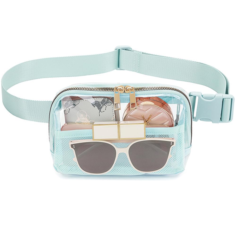 Clear Belt Bag Stadium Approved, Waist Pack Pvc Bag With Adjustable Strap For Running Work Hiking Game Blue