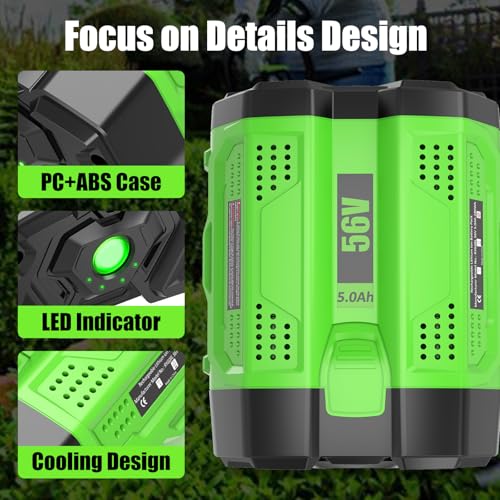 Image of 2Pack 5000mAh 56V Replacement Battery for EGO 56V Battery Lithium ion Compatible with EGO Battery 56Volt Cordless Tools (Green)