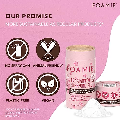 Foamie Brunette Dry Shampoo For Women, Powder Dry Shampoo Dark & Brown Hair, Raspberry Blossom Fragrance Volumizing Dry Hair Shampoo, Vegan, Cruelty Free & Plastic-Free Packaging #TOP1