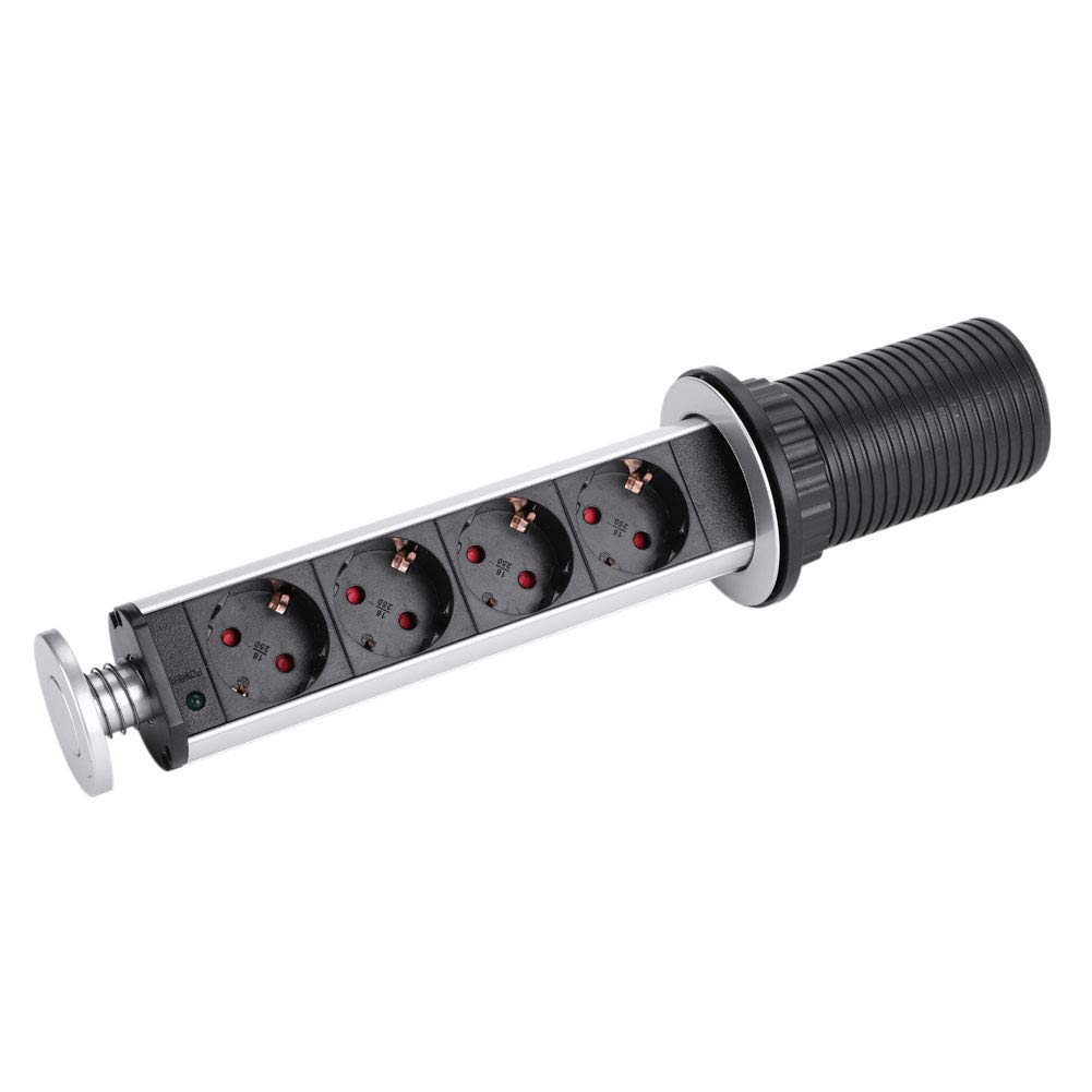 Multipresa da Tavolo Retrattile 4 Prese SENZA Caricatore USB Presa Compatta per Officina Ufficio Adatta a Vari Tavoli Design Poco Appariscente Installazione Rapida