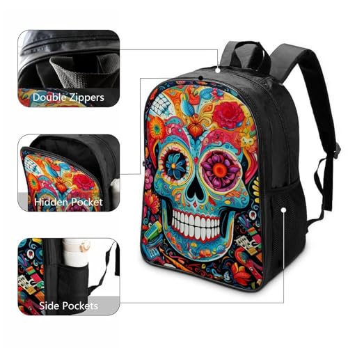 Mochila escolar de calavera cómoda con correas ajustables que evitan dolor de espalda 3