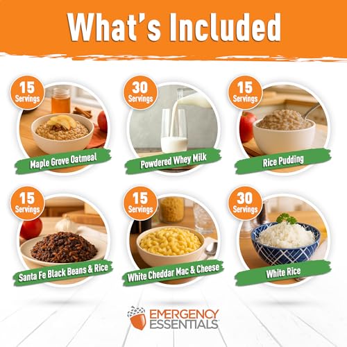 Image of Emergency Essentials 1-Month Emergency Food Supply Bucket, 257 Servings, 56,650 Calories | Long-Term Survival Food Kit for Disaster Preparedness, Camping, and Power Outages