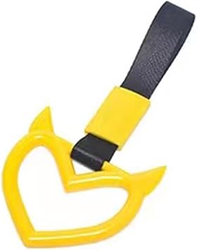 Devil Heart Hanging Rings Car SUV Handle Hand Strap Drift Charm Replacement Train Bus Handle Rear Bumper Warning Rings Steel Fasteners, Yellow