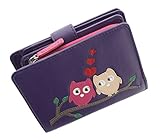 Weiche geschmeidige Leder-Brieftasche/Geldbörse mit Eulen-Applikation 12cm x 10cm x 3cm