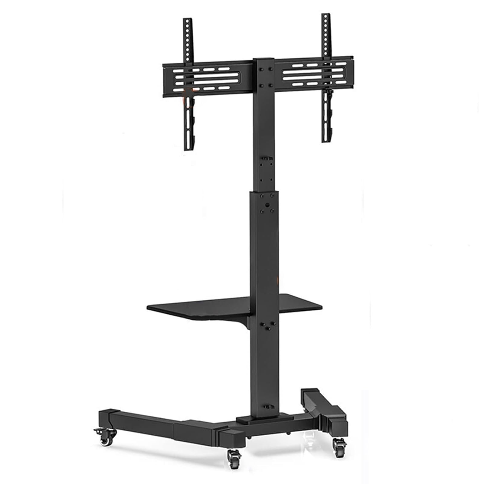 HPTHLY Mobile Tv Cart Stand With Wheels - Portable Tv Floor Stand, Height Adjustable Mobile Tv Cart With Storage Tray, For 37-70 Inch Screens, Bearing 40Kg/88Lbs, Max Vesa 600X400Mm