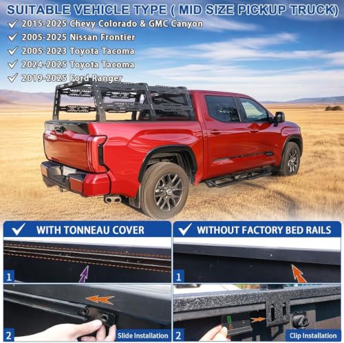Image of Truck Bed Rack with Off-Road Travel Kit for Mid-Size Trucks