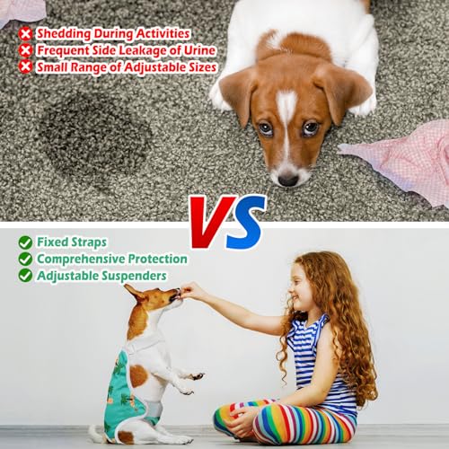 Image of Jollywoods 3 Pack Washable Female Dog Diaper Onesie Sanitary Pantie with Adjustable Suspender, Reusable Fixed Doggie Diapers, Super Absorbent Leakproof for Small Medium Large Dog in Heat Cycle XL