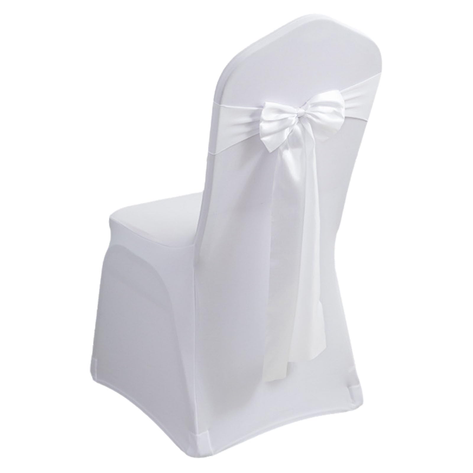 Stretch Chair Sashes, Chair Bows No Need Tied, Polyester Chair Bands, Sashes for Chair Covers for Hotel Wedding Reception Birthday Party Ceremony Decor(White,150PCS)