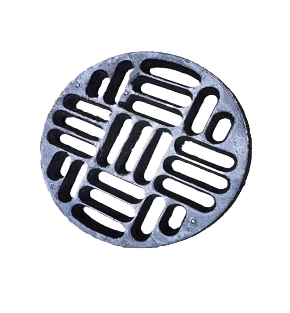 Round Cast Iron Drain Grate Cover for Outdoor Use - Drain Strainer for Garden, Lawn, and Landscape