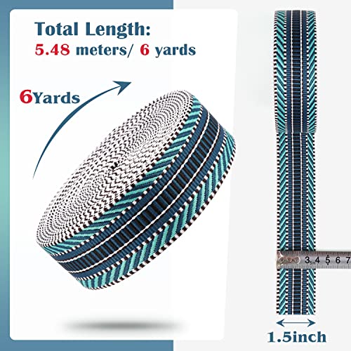 Nylon Webbing Ribbon 1.5 inch Striped Webbing Polyester Webbing Heavy Duty Ribbon for Crafts Bag Handles Camera Purse Strap DIY Pet Collars Leash Backpack Belt 6 Yards 38mm