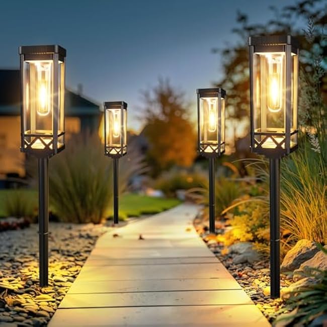 KOOPER Taller Solar Pathway Lights Outdoor, 8 Pack Upgraded Brighter Solar Garden Lights Solar Powered, Up to 15 Hours Outdoor Solar Lights for Yard Landscape Lighting Path Walkway Driveway Sidewalk