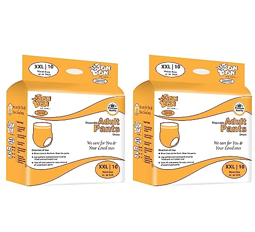 Image of Bonbon Premium Adult Diaper Pant Style Extra Extra Large (PACK OF 2) - 20 Count - XXL - Ultra Leak-Guard with Absorption and Distribution Layer and Multi-strand leg - Waist Size 45-66 Inch, 114-167 cm