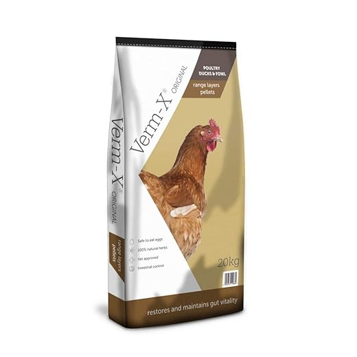 Copdock Mill Range Layers Pellets with Verm-X Chicken Feed 20kg - Premium Quality Complete Feed for Poultry - 100% Natural Feed Mix to Aid Digestion and Protect Against Intestinal Problems In Chickens