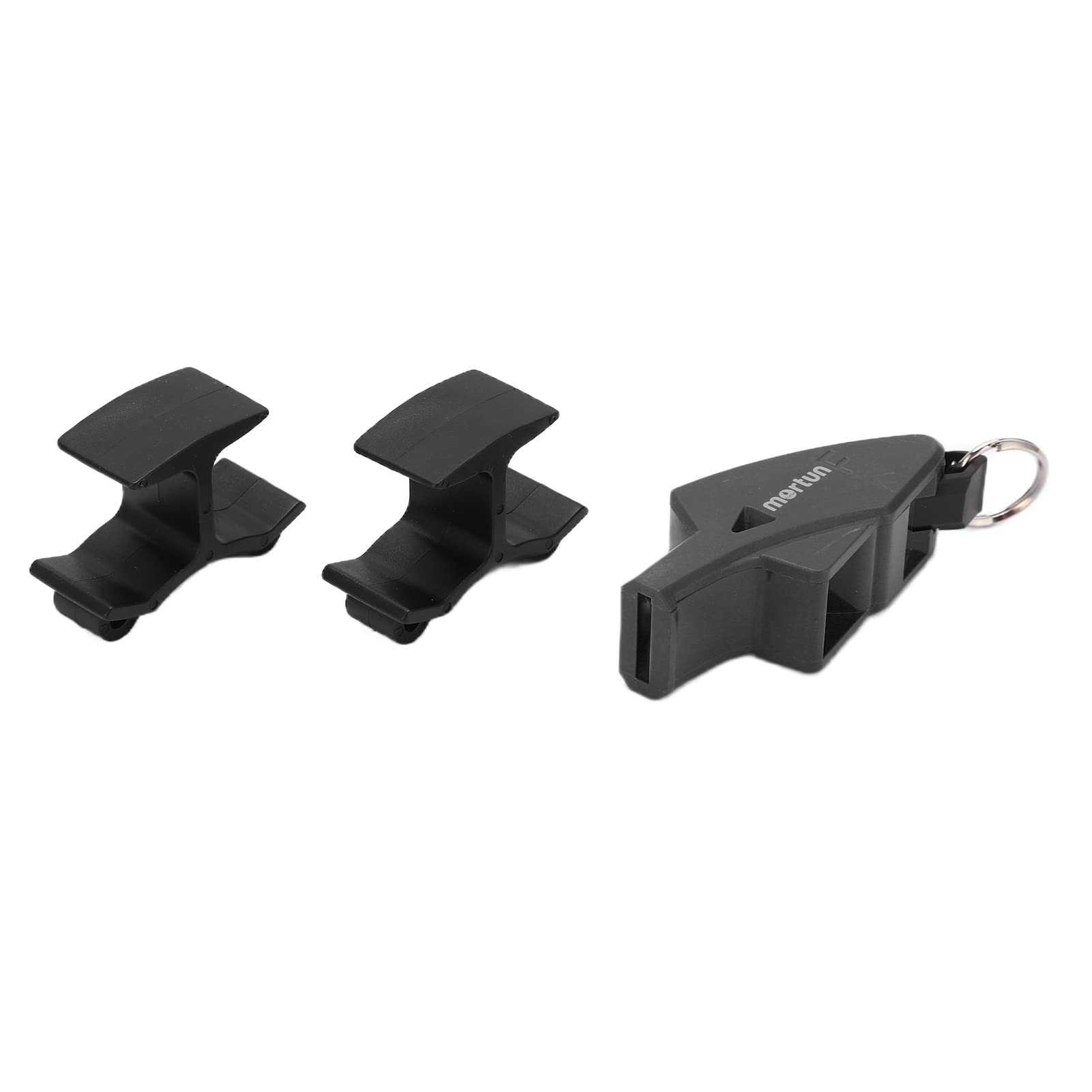 Sports Off, Audio Judge Whistle for Sports ? Survival Whistle with 2 Finger Clips, Plastic Material (Black)