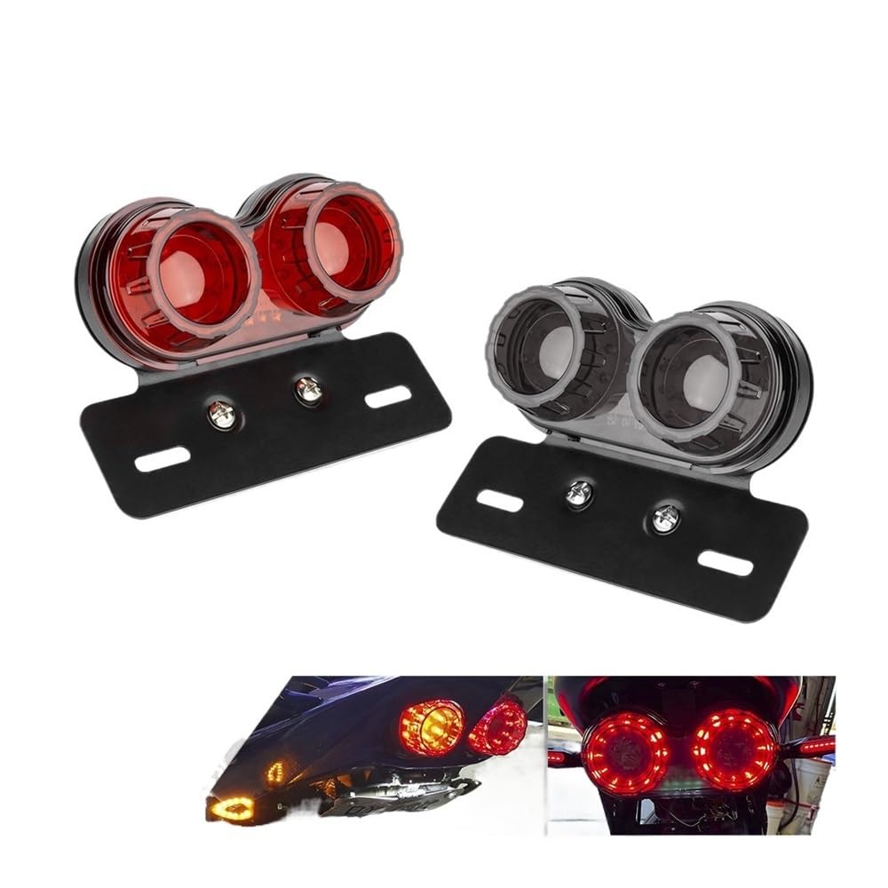 Stop Luce Posteriore Moto Fanale Posteriore per Moto A LED da 12 V, Luce di Stop Integrata, Indicatore di Direzione con Supporto per Targa, Stop Posteriore Universale
