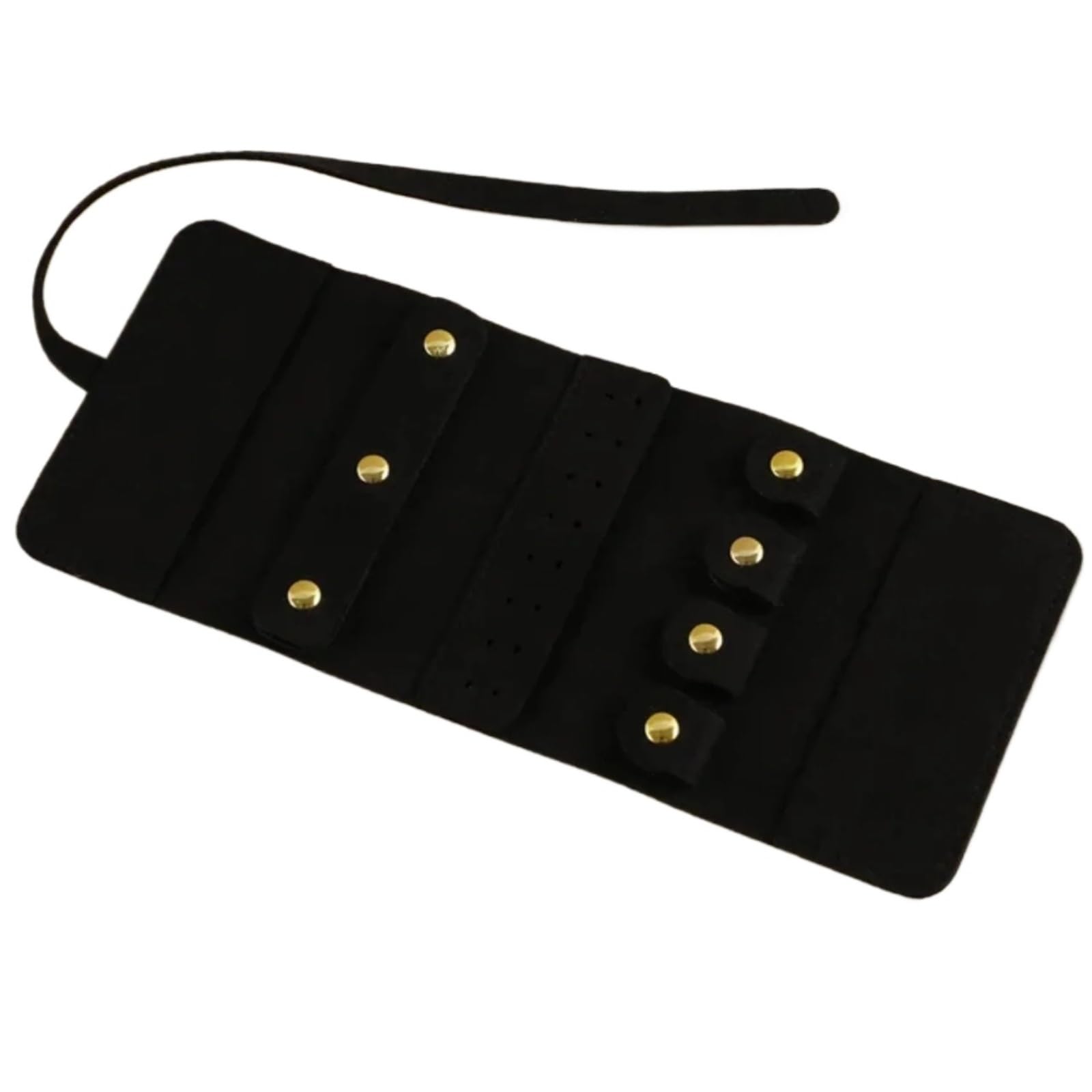 RUWLFE 2Pcs Jewelry Roll Organizer Foldable Case Travel Portable Earrings Rings Necklaces for Rings, Necklaces, Earrings(Black)