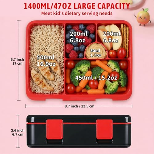 Image of rockpapa 5.5 Cups Bento Lunch Box for Kids, 5-Compartment, Games