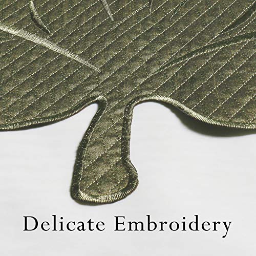 OWENIE 4PCS Thanksgiving Placemats for Dining Table, Embroidered Maple Leaf Place mats for Fall, Machine Washable, Set of 4 (Sage Green)