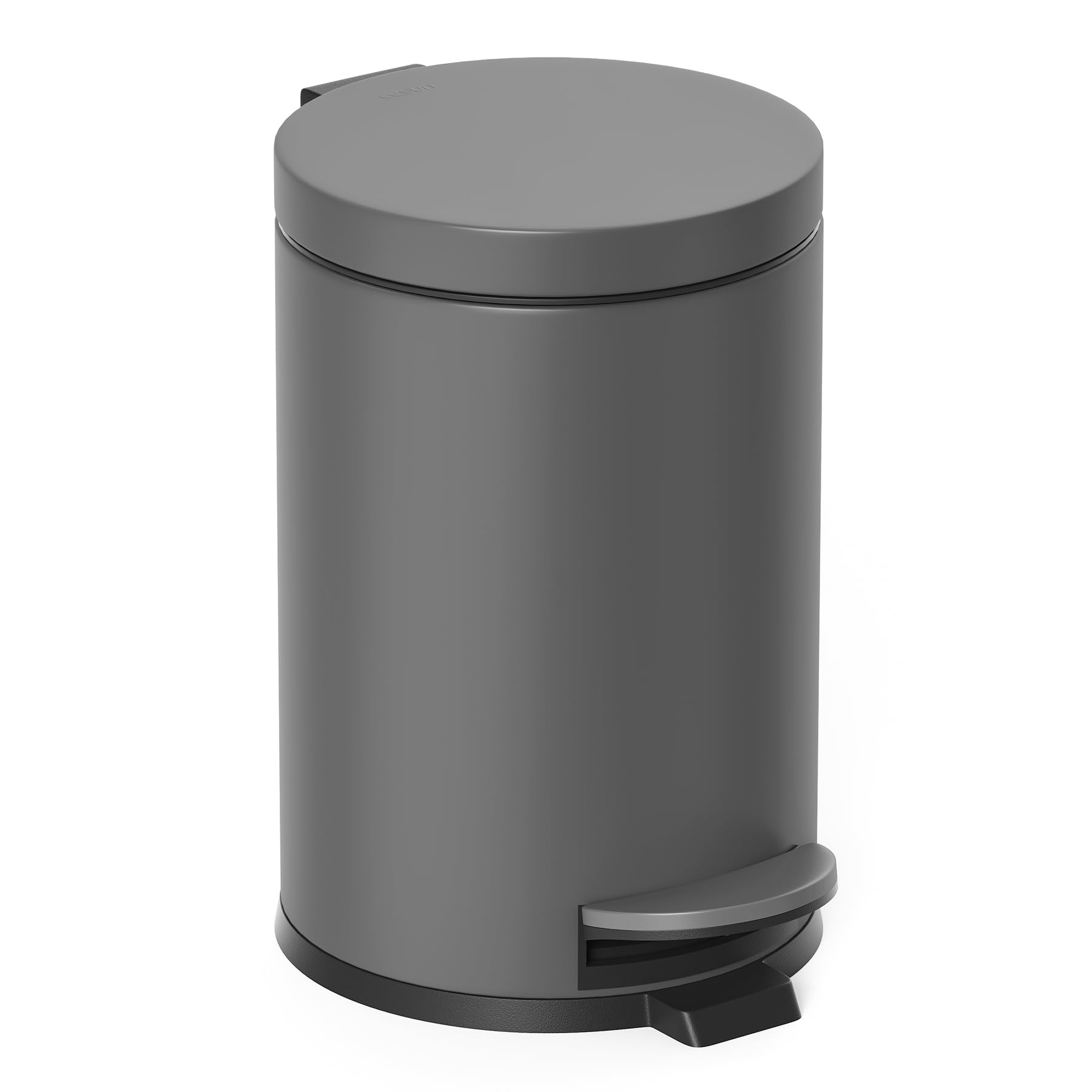 Cesun Cestino piccolo grigio da 1,2 litri, bidone della spazzatura da bagno con coperchio e pedale, mini cestino rotondo per bagno, camera da letto, ufficio, 4,5 litri, grigio