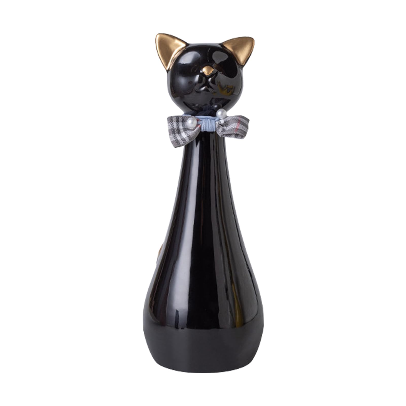 Urna para Gatos, 9,5 x 9,5 x 25,5 cm Urna Cenizas Negra con Collar de Lazo 550 ml Urnas para Mascotas de Cerámica para Recordar a Tu Querida Mascota Urnas para Gatos Regalo Conmemorativo