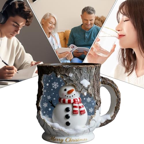 Tazas navideñas de café con textura de corteza agrietada para el hogar 5