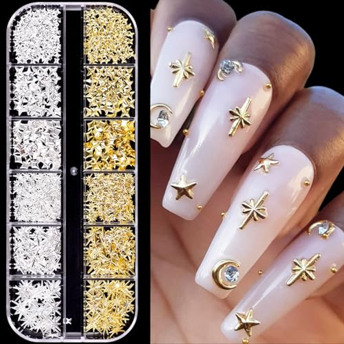 GZMAUEN 1 Boîte Breloques Étoiles pour Nail Art 3D Métal - Y2K Accessoires et Décoration...