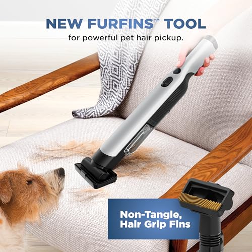 Image of Shark WANDVAC Cordless Hand Vac, Lightweight, Versatile and Portable at 1.4 lbs., Powerful Suction, Charging Dock, One-Touch Empty, NEW Furfins Tool & Crevice Tool for Pet & Home, Gray, WV201WH